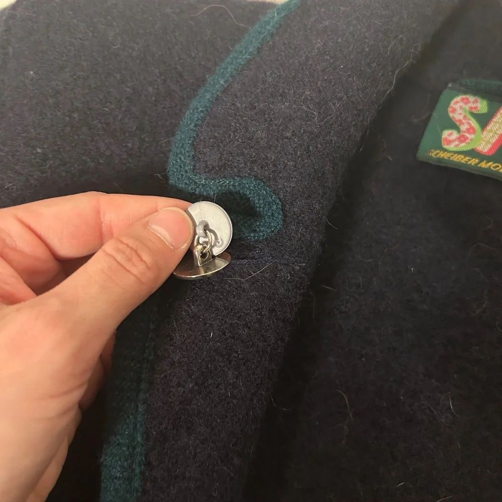 Vintage‎ Sigi Scheiber Pure Wool Cardigan Sweater Unisex blue Sz 56 Coin buttons
